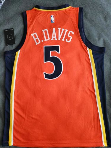 NBA 5 B.Davis Warriors retro Maillot orange personnalisé imprimé